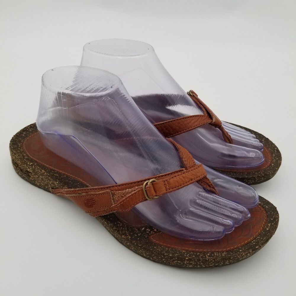 Teva Ventura Cork Flip Flop Thong Sandals Brown Leather Women's Size 9.5
